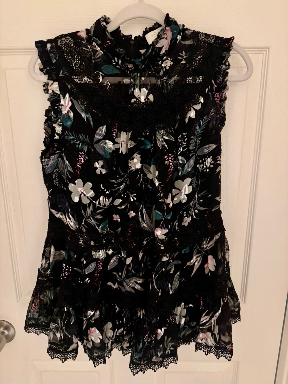 kate spade Black Floral Lace-Trim Sleeveless Camisole